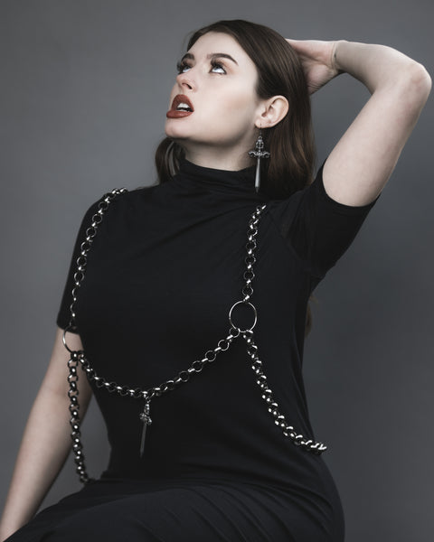 The Pretty Cult - 'Woe Blade' Sword Chain Harness. (Silver)