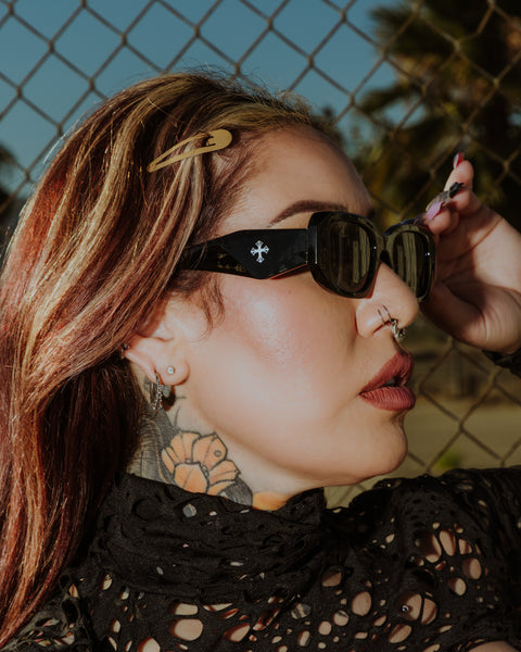 The Pretty Cult - 'Deathray' Medieval Cross Sunglasses (Black)