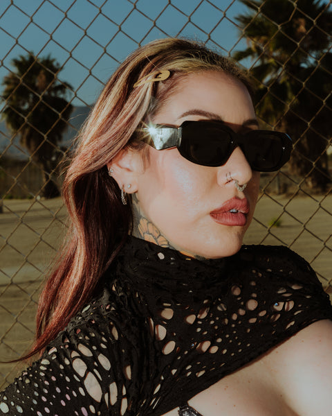 The Pretty Cult - 'Deathray' Medieval Cross Sunglasses (Black)