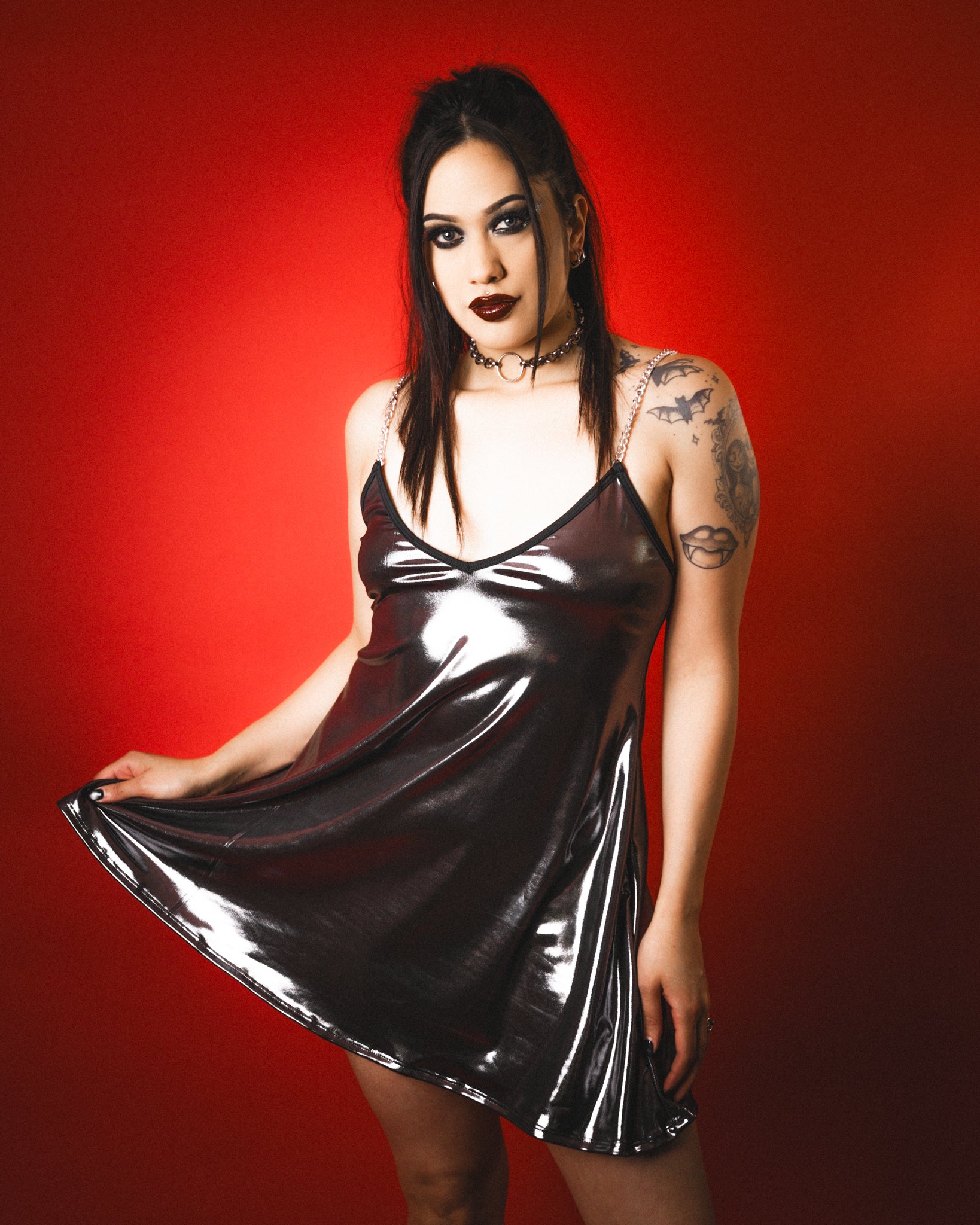 black metal clip dress Dress with metal embellishment and cut-out - Women