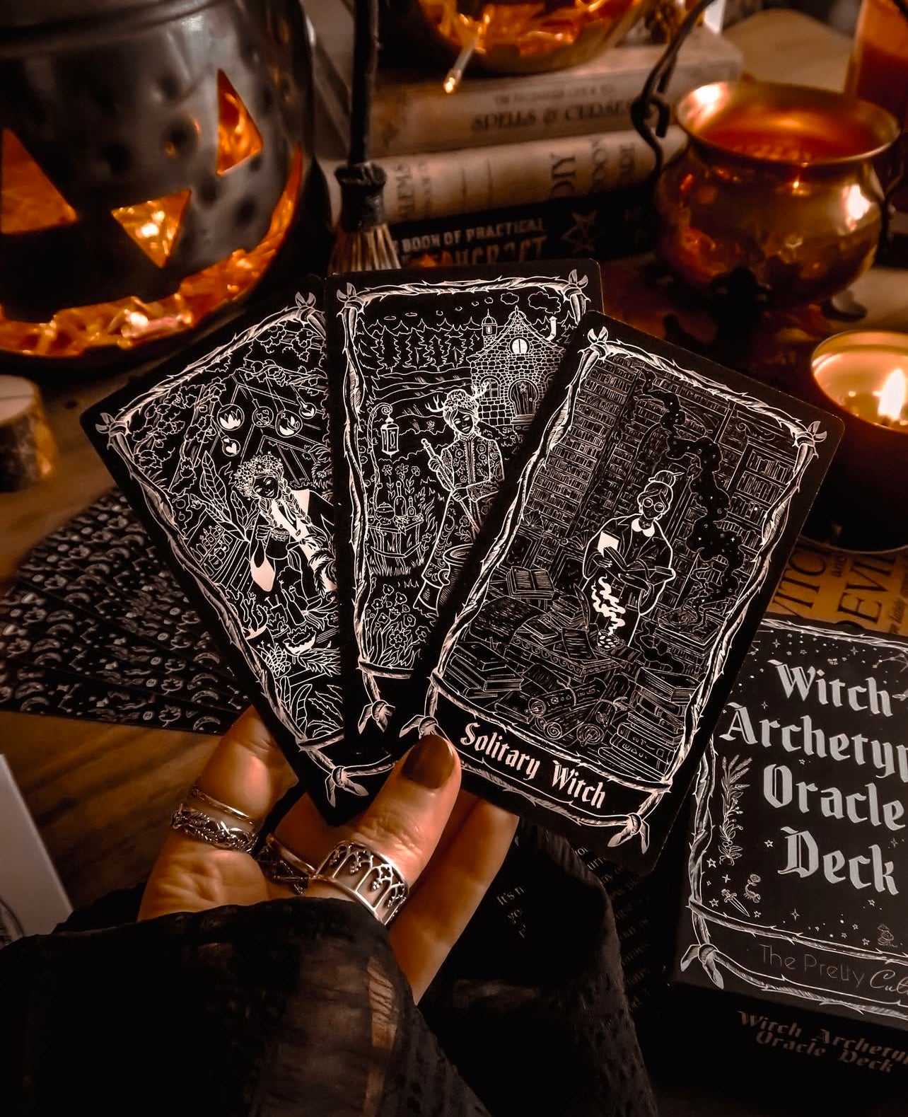 Witch Archetype Oracle Deck featuring mystical imagery and symbolic artwork