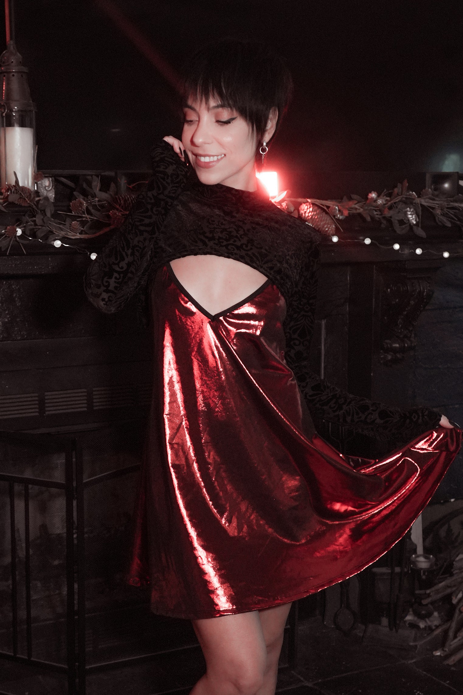 dress metal Metallic Cut-Out Long Prom with Beads Gunmetal / 14 Join The Cult The Pretty Cult - 'Sterling