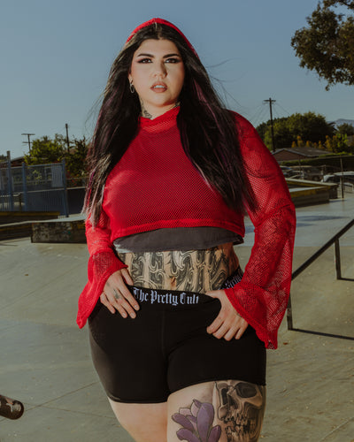 Crimson Web Crop Hoodie