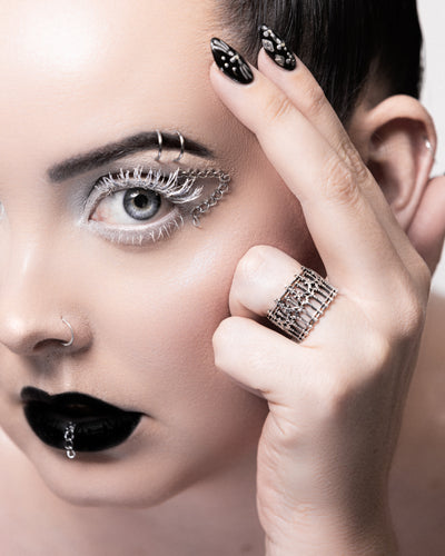 Cemetery Walks Ring gothic sterling silver statement ring by The Pretty Cult on white background