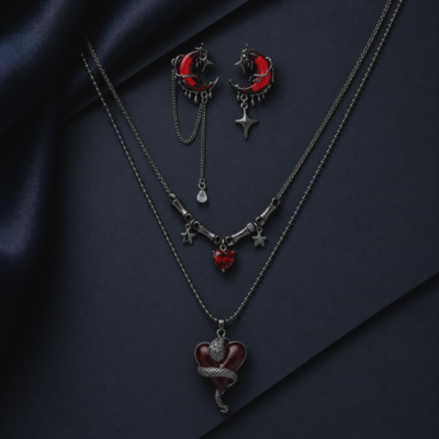 Cœur de Lune Necklace & Earring Set